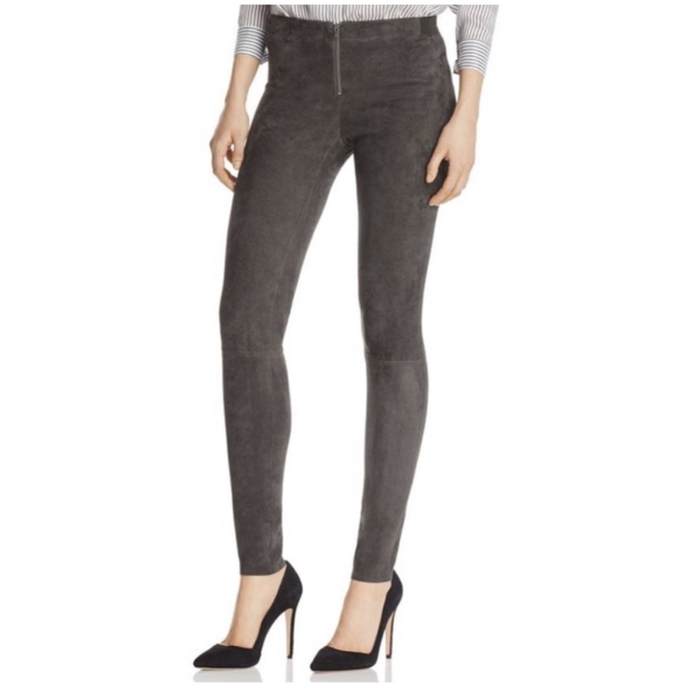 Alice + Olivia Taupe Low Rise Lamb Leather Suede Leggings Size 0